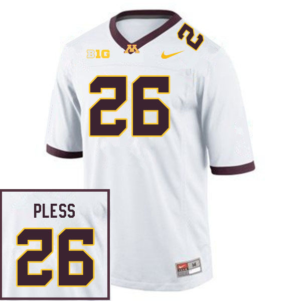 Men #26 Victor Pless Minnesota Golden Gophers College Football Jerseys Sale-White